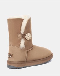 EVERAU - Australian Shepherd Ugg Short Button Sheepskin Upper UGG Boots