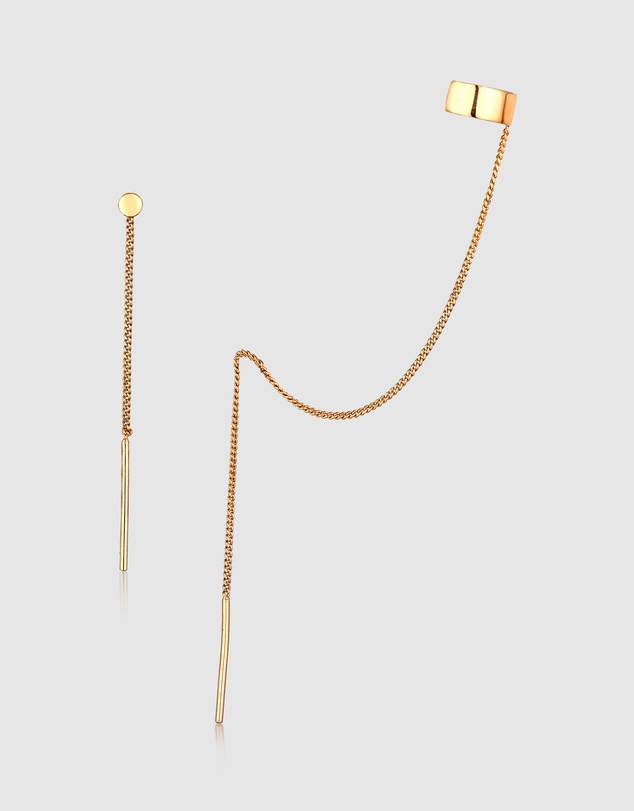 Elli Jewelry - Earrings Earcuff Hanger Long 925 Sterling Silver Gold-plated