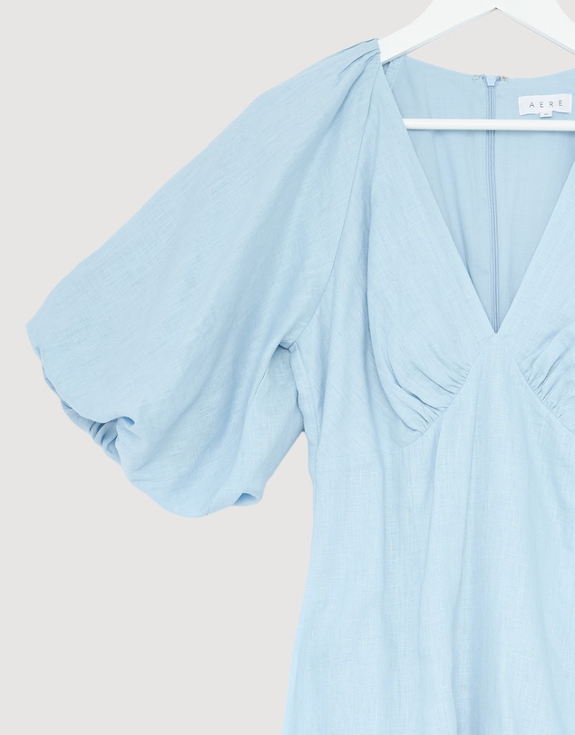 Revibe - Repaired AERE Imogen Linen Puff Sleeve Midi Dress - AU 12