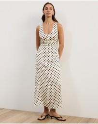 Atmos&Here - Lowen Satin Polka Dot Midi Dress