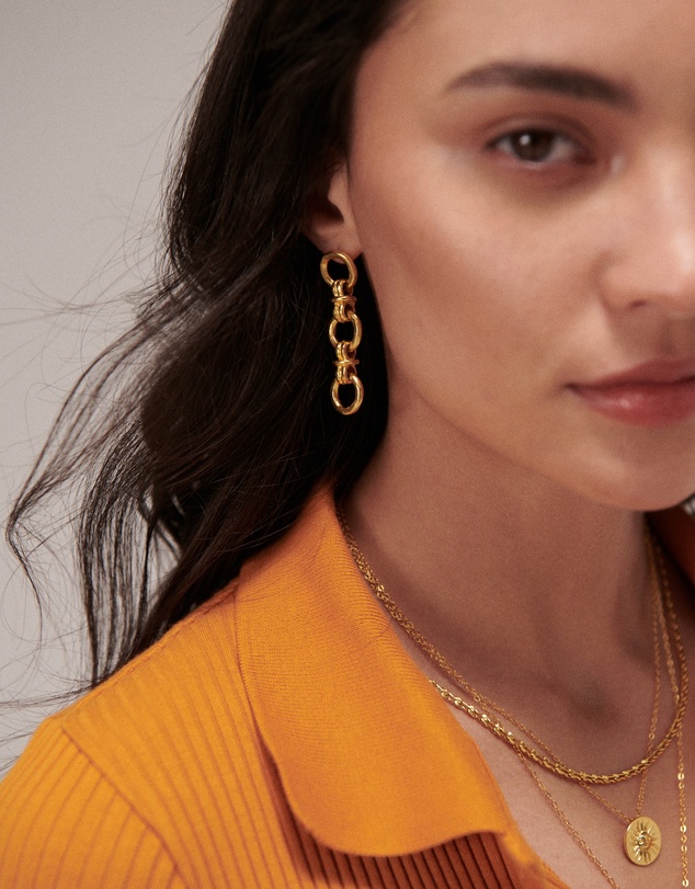 Ottoman Hands - Zehra Chain Drop Stud Earrings
