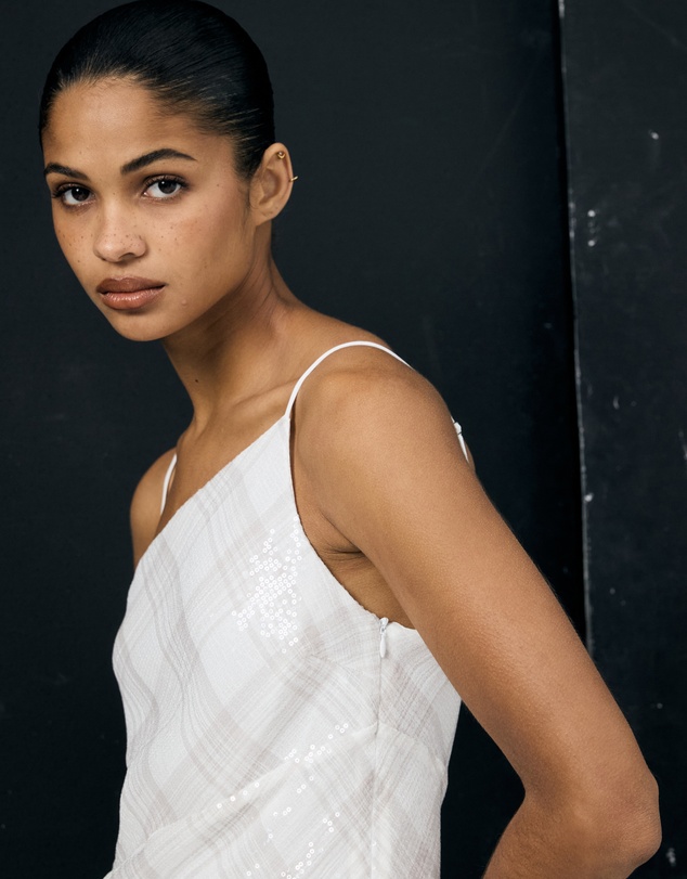 Lover - Venus Sequin Check Asymmetrical Dress
