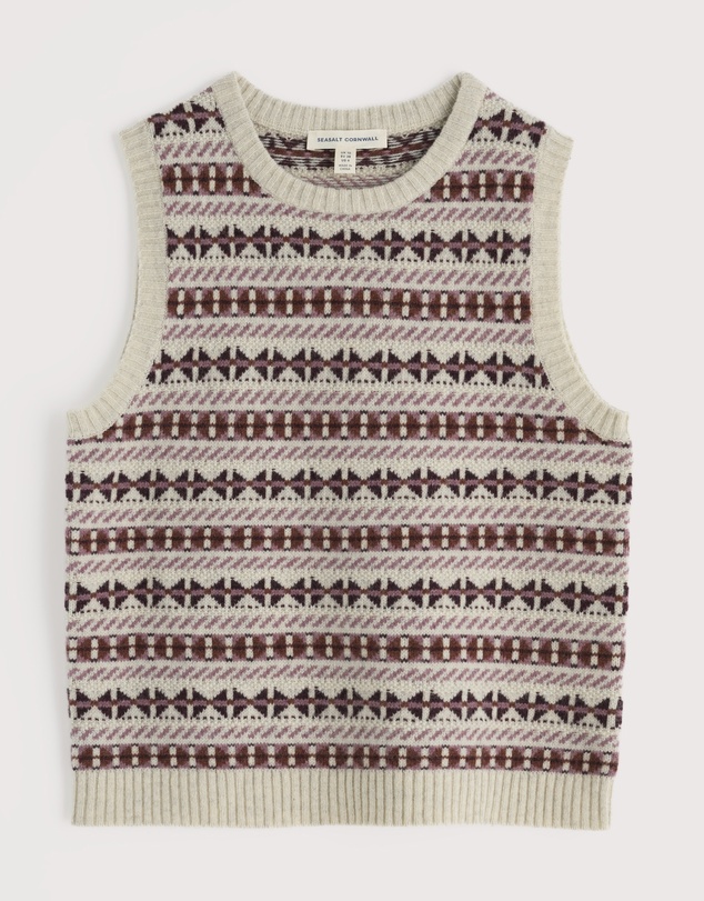 Seasalt - Seasalt Cornwall Purple Lemon Porch Fair Isle Knitted Vest