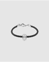Philipp Plein - PLEIN ENIGMA Stainless Steel Crystal Skull Leather Bracelet