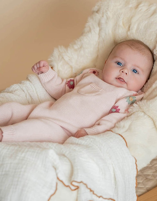 Bebe by Minihaha - Emmy Organic Hand Embroidered Knitted Romper - Babies