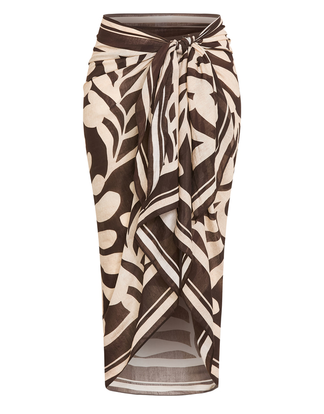 City Chic - Plus size Taranto Print Sarong - chocolate