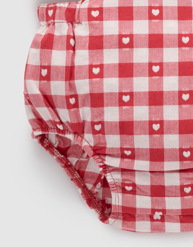 Purebaby - Gingham Overall Bodysuit Christmas -Kids-Babies