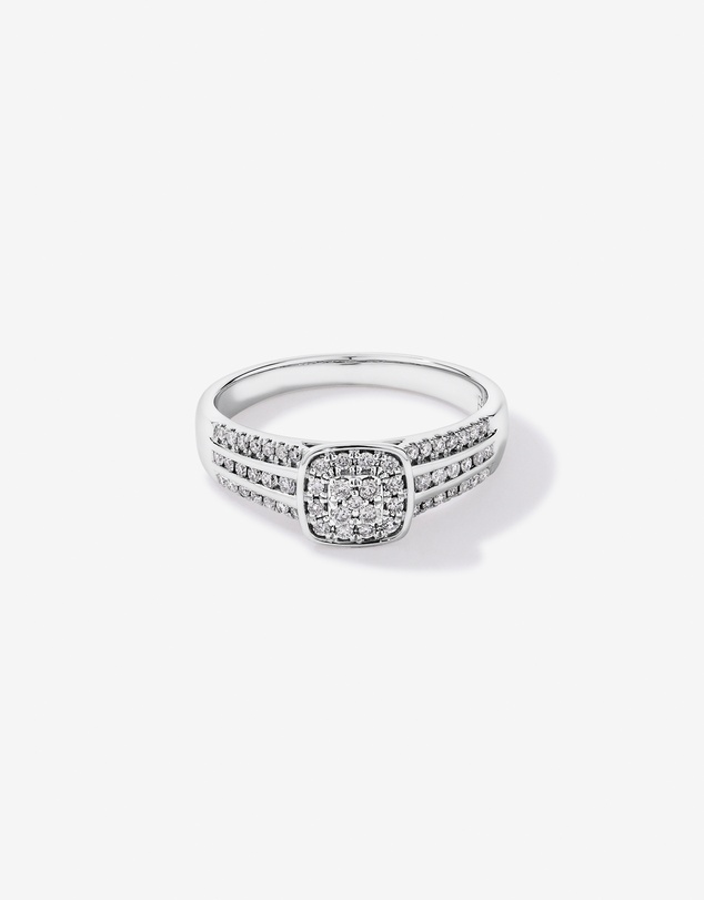 Michael Hill - 0.35 Carat TW Cushion-Shaped Diamond Cluster Ring in Sterling Silver