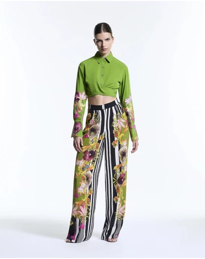 Muma World - Floral Canopy Beaded Cropped Shirt