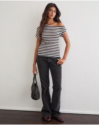 Sheer Jry Stripe Black White