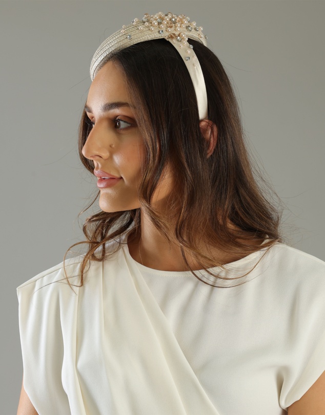 Morgan & Taylor - Zora Beret Fascinator in Beige
