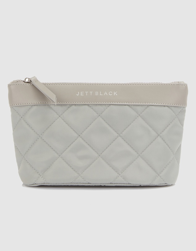 JETT BLACK - The Bondi Silver Quilted Clutch Pouch Zip Case