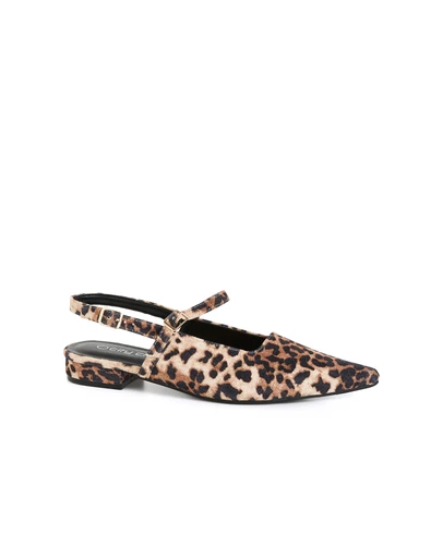 City Chic - WIDE FIT Paisley Leopard Slingback Flat
