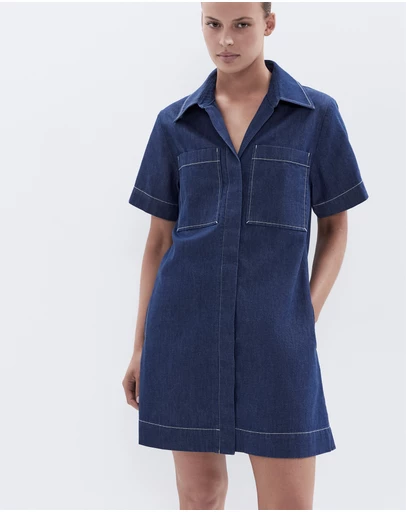 UNISON - Collared Denim Utility Dress