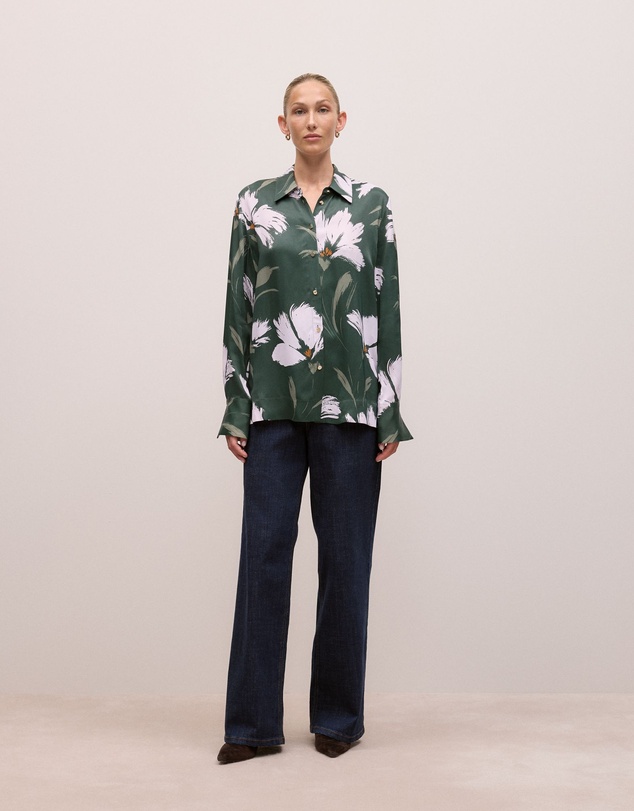 Trenery - Wilda Satin Shirt in Forest