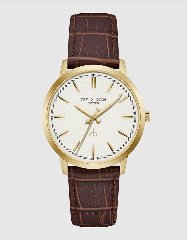 rag & bone - Manston Mens Brown Leather Strap Watch