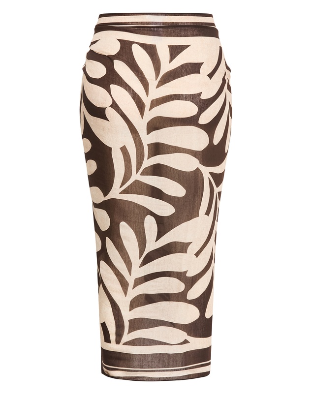 City Chic - Plus size Taranto Print Sarong - chocolate