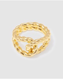 Wanderlust + Co - Ribbed Knot Gold Ring
