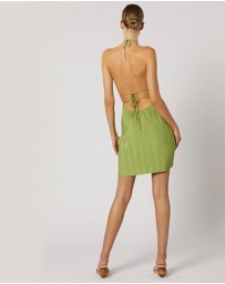 Winona - Plisse Short Dress Green