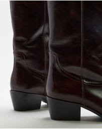 AERE - Rozalia Knee High Leather Cowboy Boots