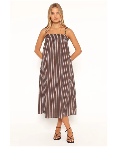 Petal & Pup - Talita Maxi Dress - Brown/Blue Stripe