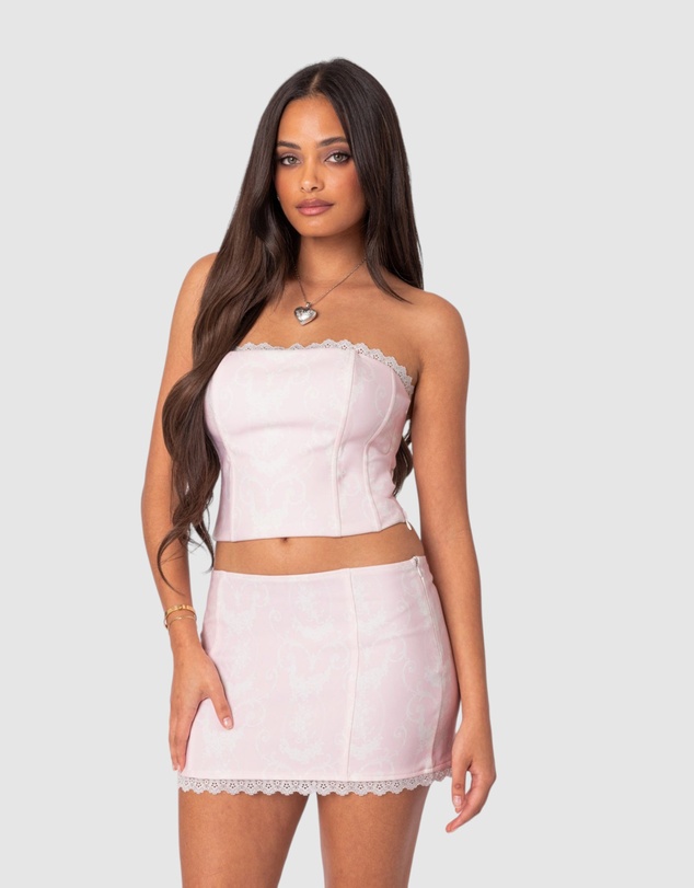 EDIKTED - Silvie Printed Lace Up Corset