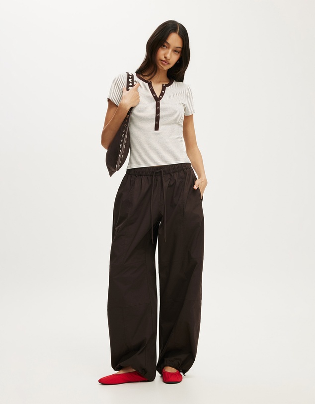 Cotton On - Blake Rib Henley Short Sleeve