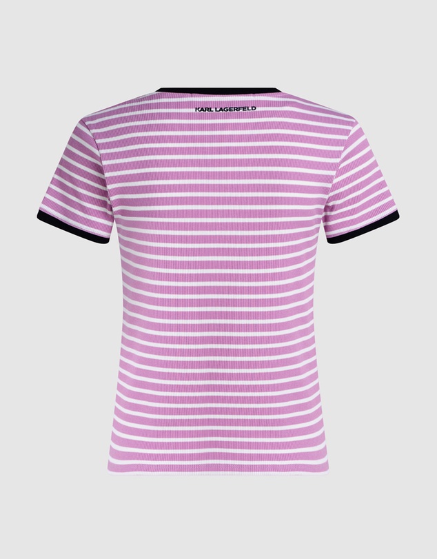 Karl Lagerfeld - Ikon Patch Striped Rib T-Shirt