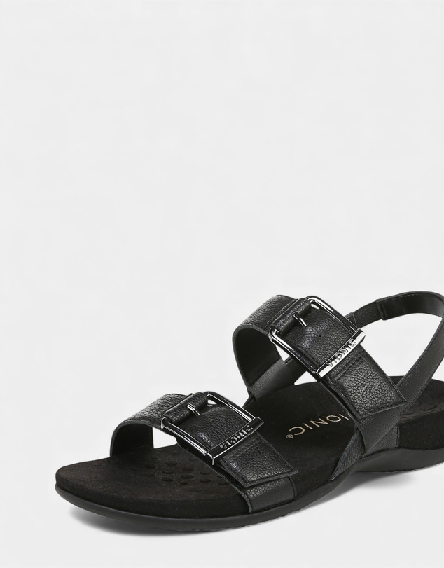 Vionic - Reese Back Strap Sandal - Black Tumbled Leather