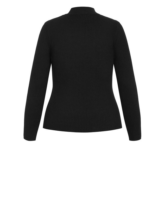 City Chic - Plus size Remi Cut Out Jumper - black