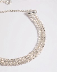 Lovisa - Cubic Zirconia Triple Row Cup Chain Toggle Tennis Bracelet