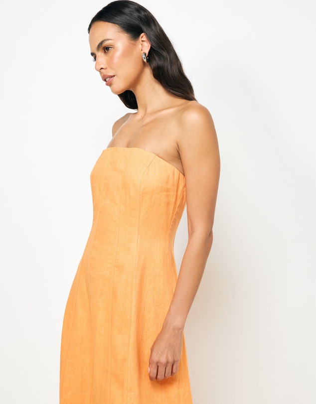 AERE - Blake Strapless Panelled Midi Dress