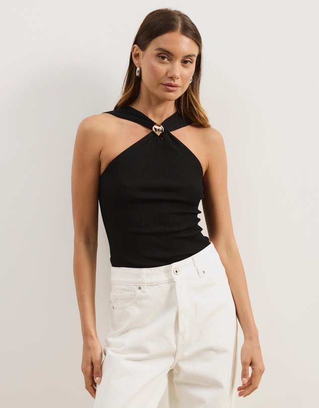 Atmos&Here - Poppy Cross Over Knit Halter Tank
