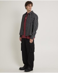 Black Noise White Rain - Johan Flannel Long Sleeve Shirt