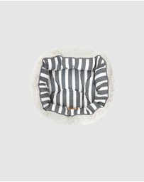 Mog & Bone - Reversible Cat Bed - Charcoal Hamptons Stripe Print
