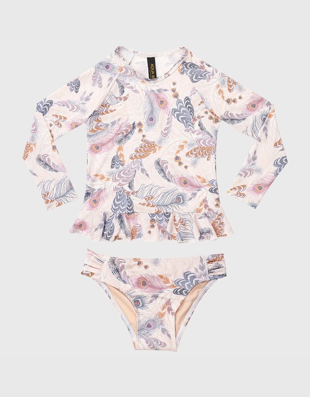 Aqua Blu Kids - Plumeria Long Sleeve Rash Vest Set - Kids