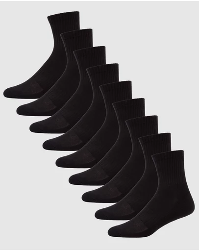 Pussyfoot - 9 Pack Unisex Sport Quarter Crew Socks