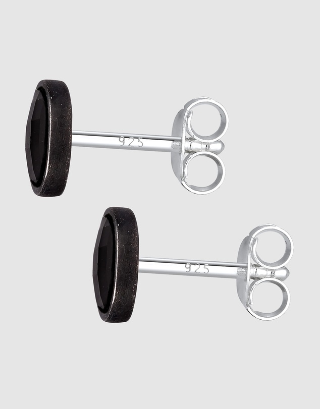 Kuzzoi - ICONIC EXCLUSIVE - Crystal Stud Earrings in Oxidised 925 Sterling Silver