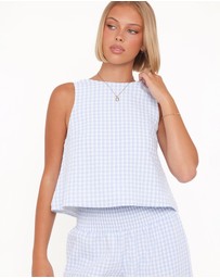 Petal & Pup - Jillian Smocked Pant Set - Blue Gingham