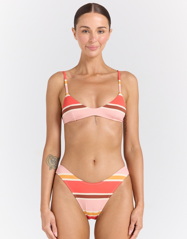 Poolside Paradiso - Calypso Scoop Bralette Tie Bikini Top - Sunset