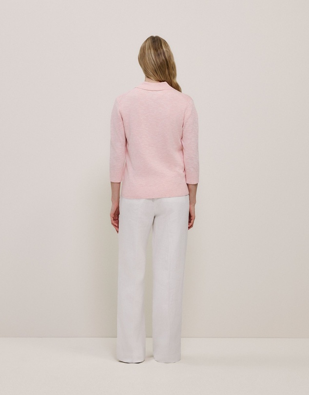 Trenery - Linen Cotton Collared Cardigan in Blossom Pink