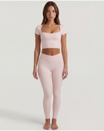 BO+TEE - New Neutrals Soft Active Sweetheart-Neck Crop Top