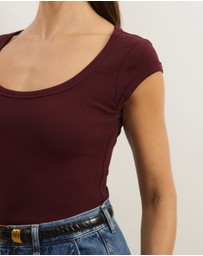 Atmos&Here - Scoop Neck Ribbed T-Shirt