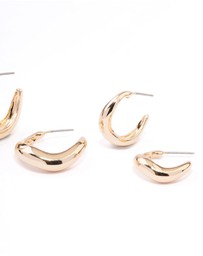 Lovisa - Gold Wave Matched Hoop Earring Pack