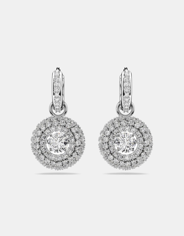 Swarovski - Sublima Drop Earrings, Round Cut, White, Rhodium-Plated