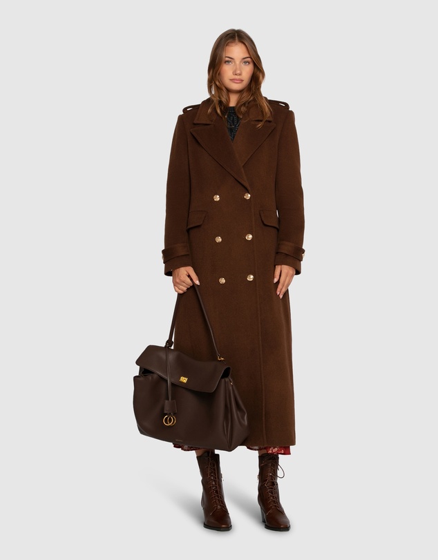 Belle & Bloom - Command Wool Blend Double Breast Maxi Coat