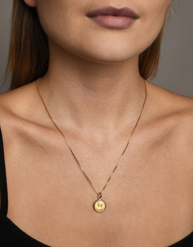 Von Treskow - Fine Box Chain Necklace with Mini Coin