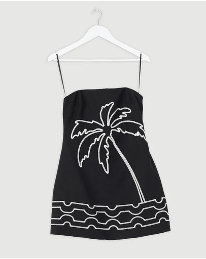 Revibe - Repaired BY JOHNNY. Paradise Palm Strapless Mini Dress - AU 8