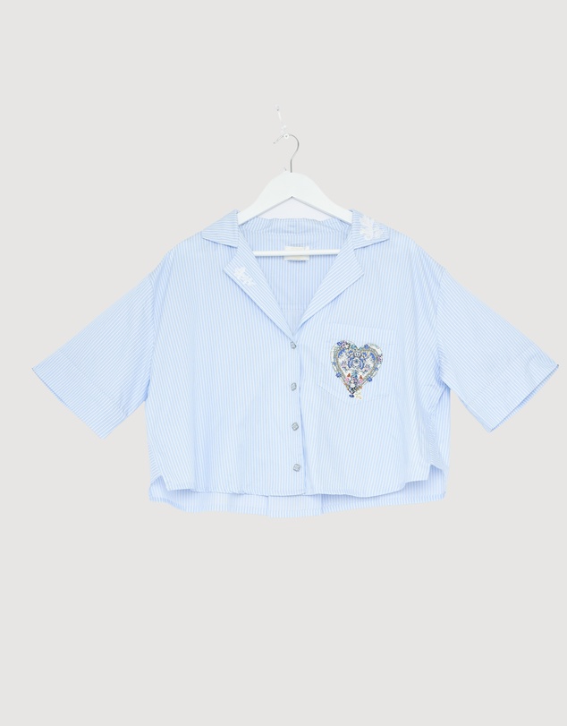 Revibe - Repaired Camilla Cropped Camp Collar Blouse - AU L