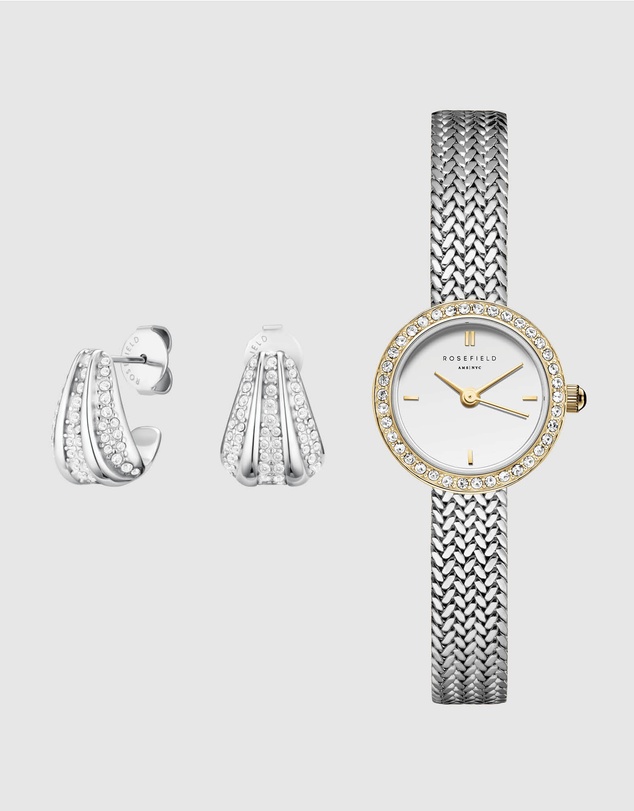 Rosefield - Mini Small Edit Crystal Duotone Watch and Earring Set